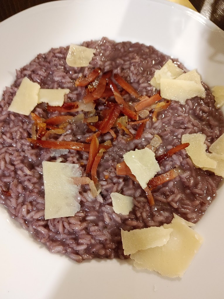 risotto teroldego e speck trento rosa d'oro