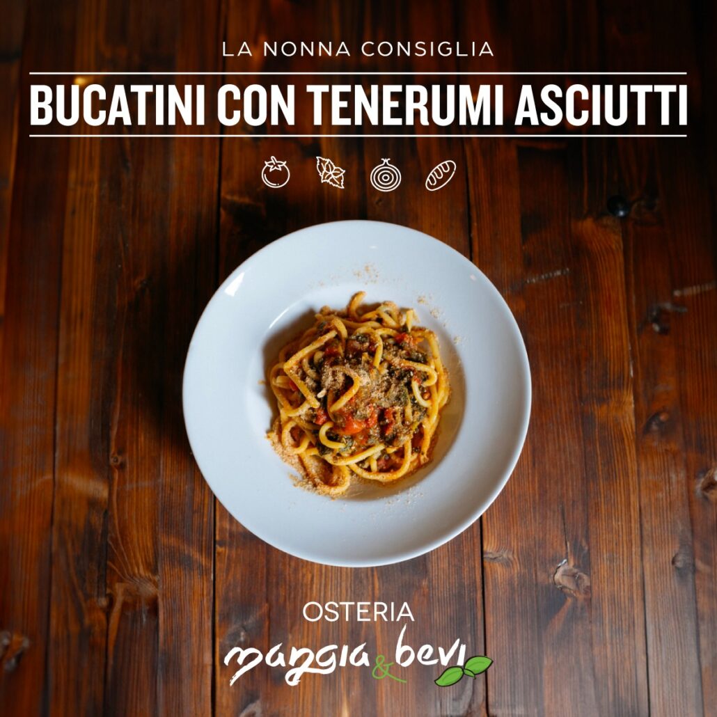 bucatini con tenerumi asciutti palermo osteria mangia e bevi